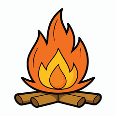 vector bonfire on white background