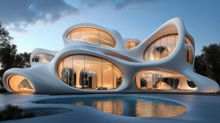 Fototapeta premium Architectural masterpiece, blending organic shapes