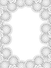 All these designs are hand-drawn and unique 
Flower Border is a Beautiful black and white illustration for adult coloring book,
This is a printable Beautiful Zentangle Coloring page for KDP Interior,