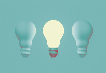 light bulbs on turquoise background