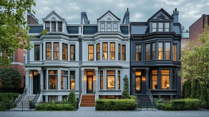 Fototapeta premium Elegant Victorian townhouse with detailed facades