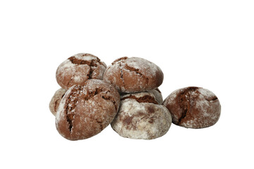 PNG, Chocolate crinkle cookies, isolated on white background