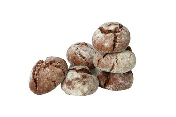 PNG, Chocolate crinkle cookies, isolated on white background