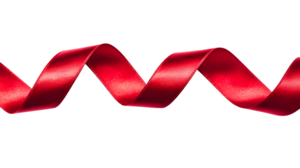 Red satin ribbon isolated on white background