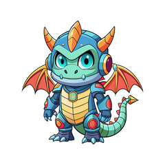 Fototapeta premium Cute Character Baby Dragon Robot