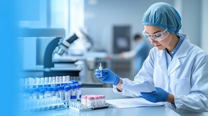 Focused laboratory research a scientist analyzing data and samples in a modern medical facility for innovative discoveries