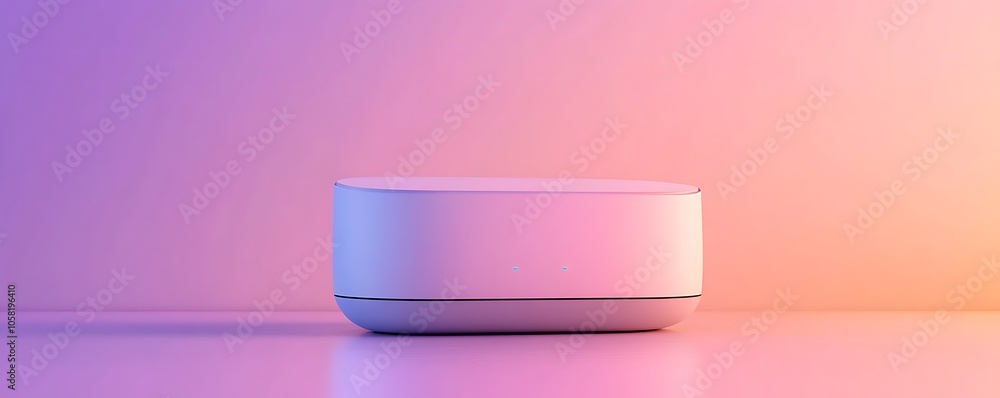 Poster a modern device with a sleek design, likely functioning as a smart home hub or speaker.