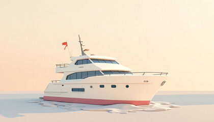 Luxury Yacht 3D Illustration, Sunset Shades, Maritime Leisure