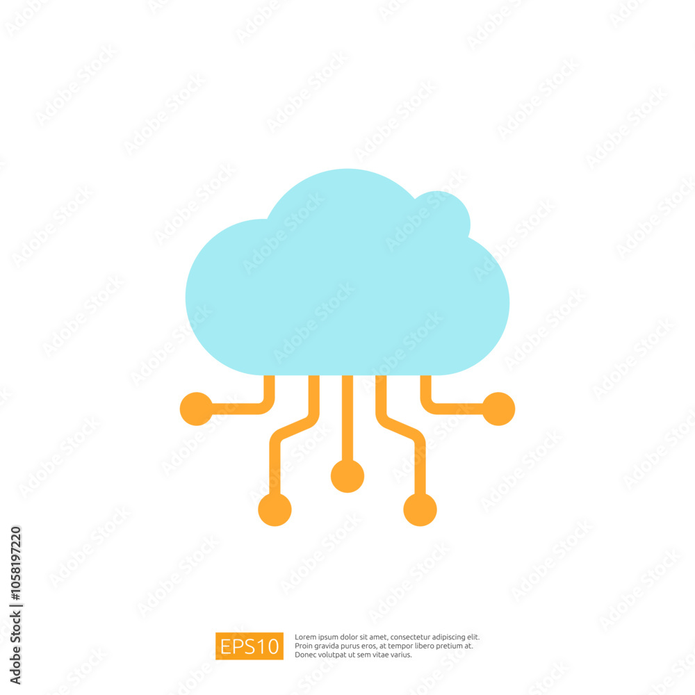 Poster a stylized cloud icon with circuit lines, representing cloud computing and technology.