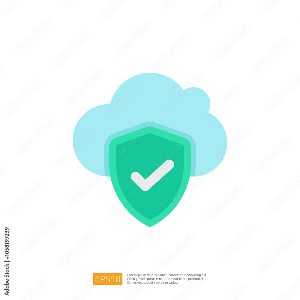 Aufkleber the image features a stylized cloud with a shield icon, symbolizing cloud security and protection. i