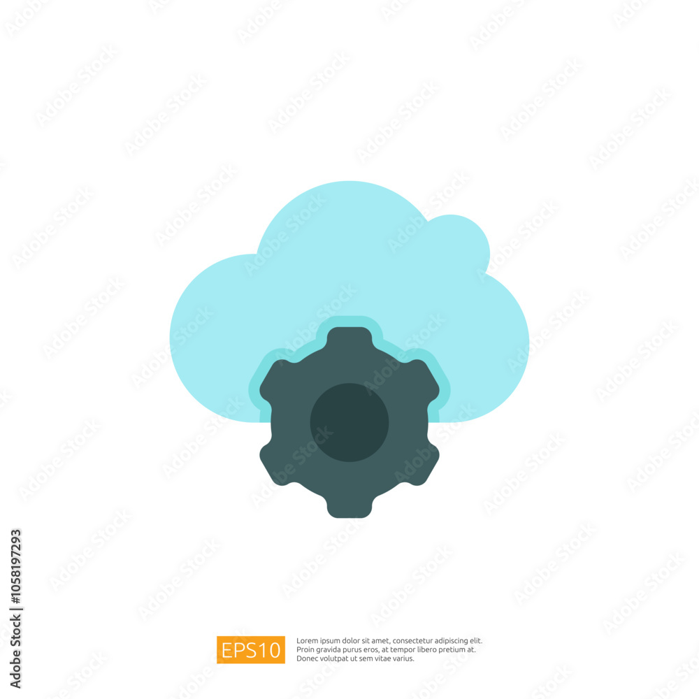 Poster the image features a stylized cloud with a gear symbol, representing cloud computing and technology 