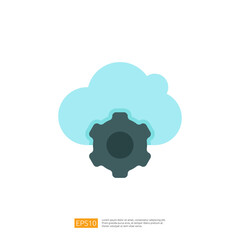 The image features a stylized cloud with a gear symbol, representing cloud computing and technology integration.