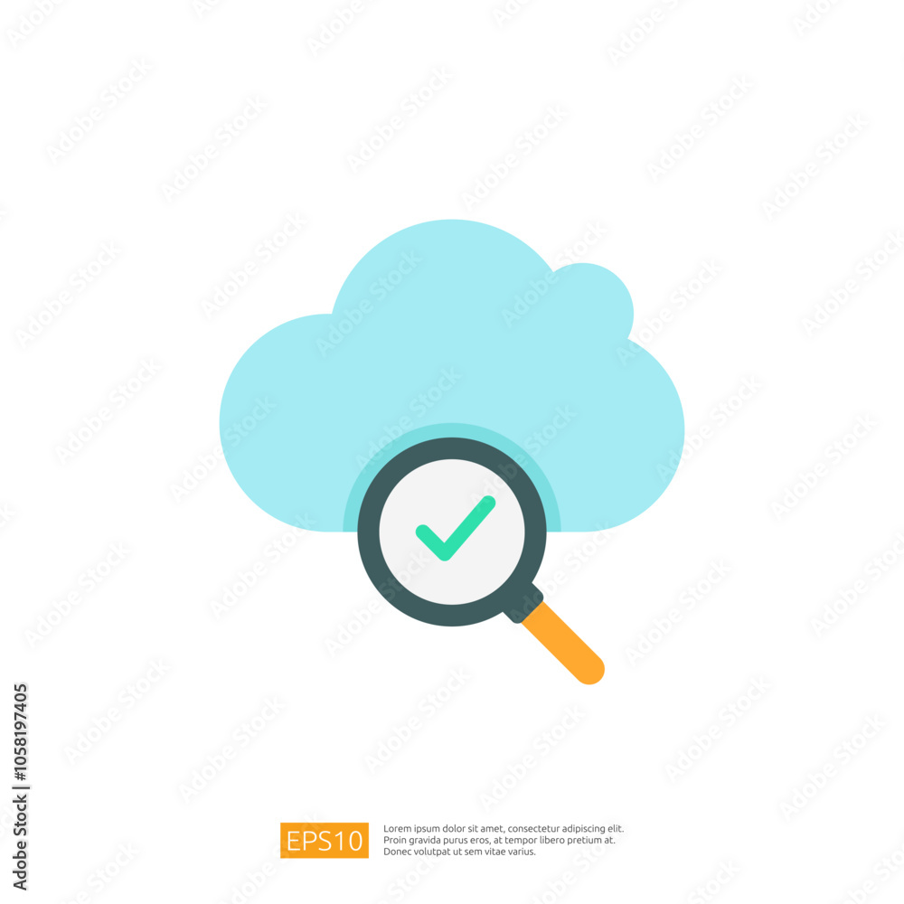 Poster the image features a stylized cloud with a magnifying glass and a checkmark, symbolizing cloud data 