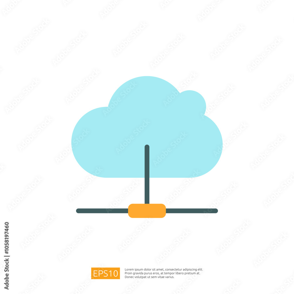 Aufkleber a minimalist illustration of a cloud connected to a base, symbolizing cloud computing or data storag