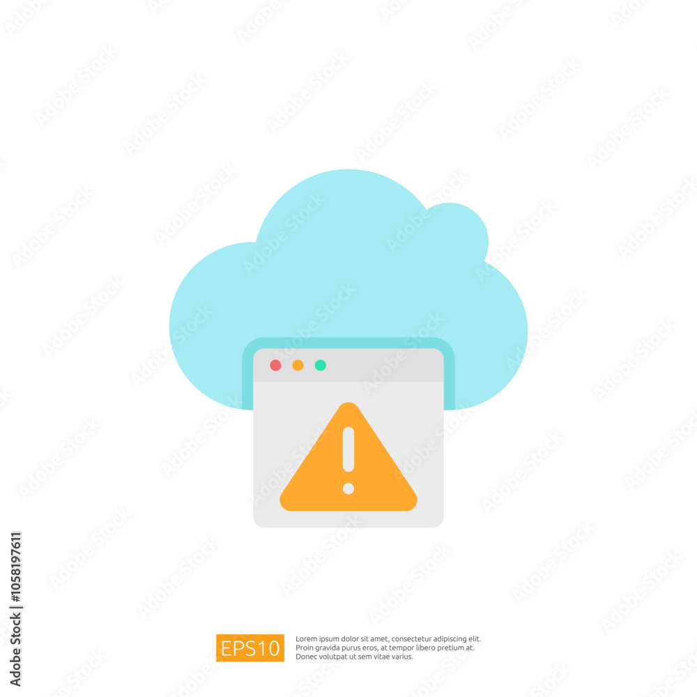 Poster this image depicts a cloud icon with a warning sign inside a browser window, indicating a potential 