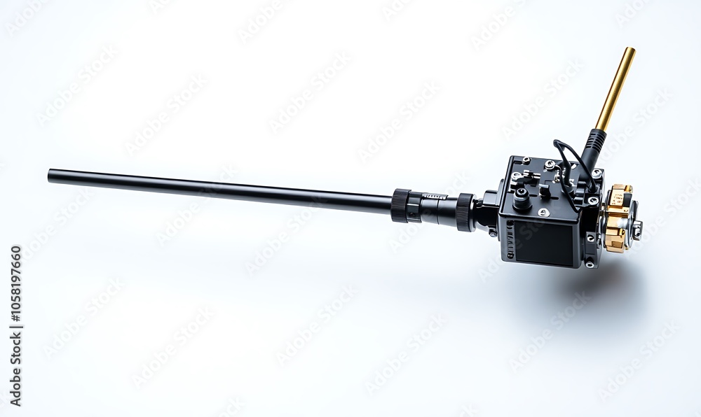 Poster a specialized tool with a long handle and control panel, likely for technical applications.