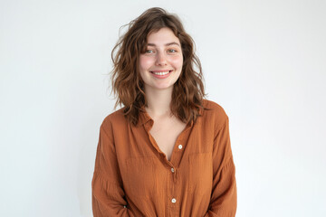Obraz premium A young woman in comfortable, everyday attire showcases the casual, individual style of Western women in their teens and twenties.