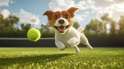 Vibrant Canine Adventures: A High-Definition Tennis Tale