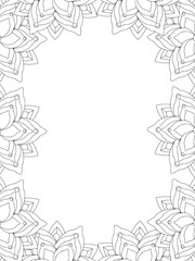Fototapeta premium All these designs are hand-drawn and unique Flower Border is a Beautiful black and white illustration for adult coloring book, This is a printable Beautiful Zentangle Coloring page for KDP Interior,