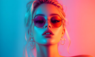 Modern Beauty Concepts: Women in Dynamic Urban and Natural Environments, Featuring Bold Geometric Designs and Retro Album Cover Inspirations