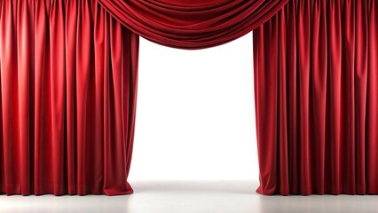 Fototapeta premium Velvet theater curtain on white background