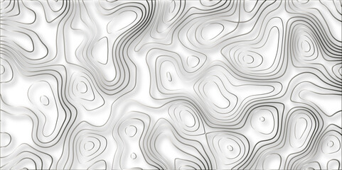 Topographic canyon geometric map relief texture with curved layers and shadow. abstract White background with a beautiful pattern, Topographic contour lines vector map seamless pattern vector.