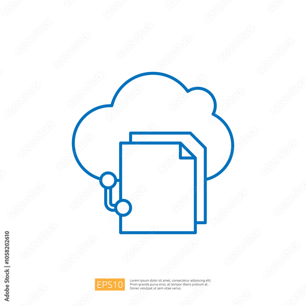 Poster this image depicts a cloud with documents connected to it, symbolizing cloud storage and data manage