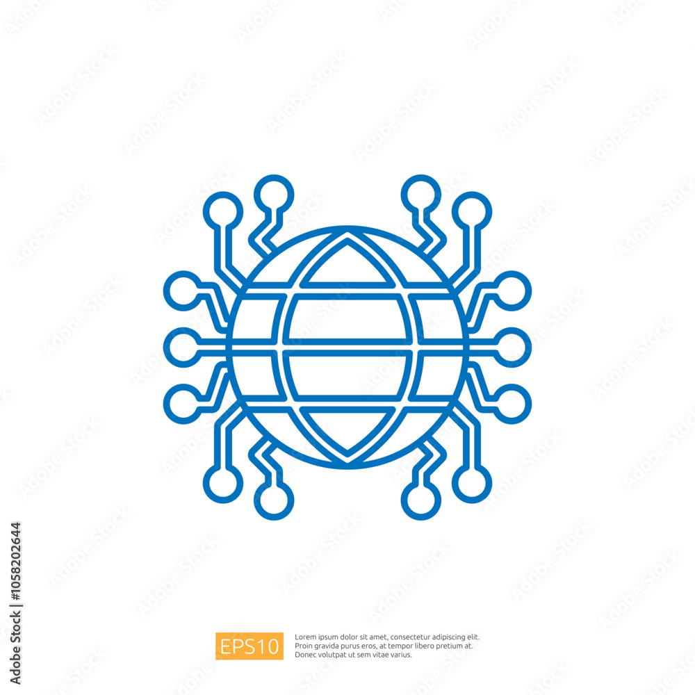 Poster a stylized graphic of a globe surrounded by circuit lines, symbolizing the connection between techno