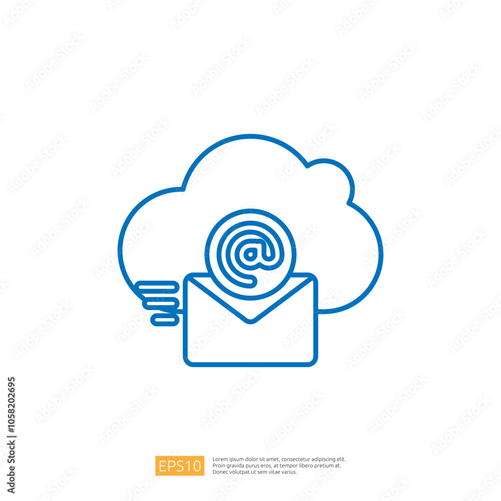 Poster the image features a stylized envelope with an at symbol inside a cloud, symbolizing email communica