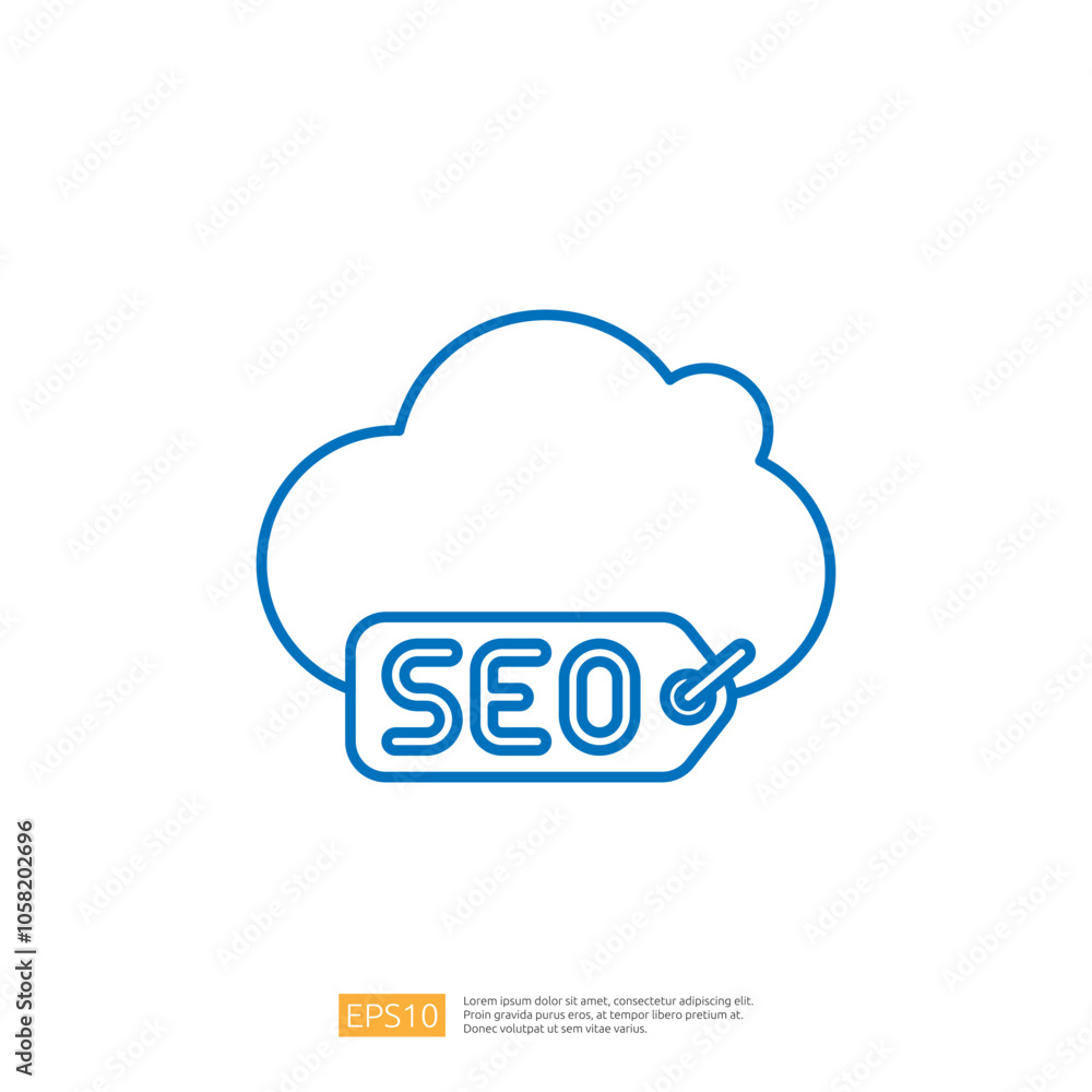 Poster a simple graphic featuring a cloud with a tag labeled 
