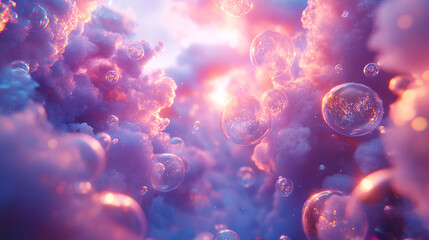 Pink & Purple Dreamy Bubble Sky Abstract Art