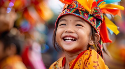 Fototapeta premium Joyful Moment in a Traditional Festival Celebration
