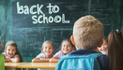 Back to school evokes excitement and anticipation as children gather in classroom, ready to learn and make new friends. atmosphere is filled with joy and curiosity