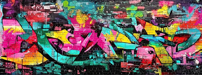 Obraz premium Colorful graffiti art on a brick wall.