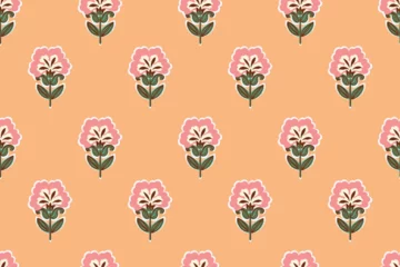 floral ethnic ikat seamless pattern traditional design for background, carpet, wallpaper, clothing, wrapping, fabric, vector illustration, embroidery style, Ajrakh, block print, batik print allovers