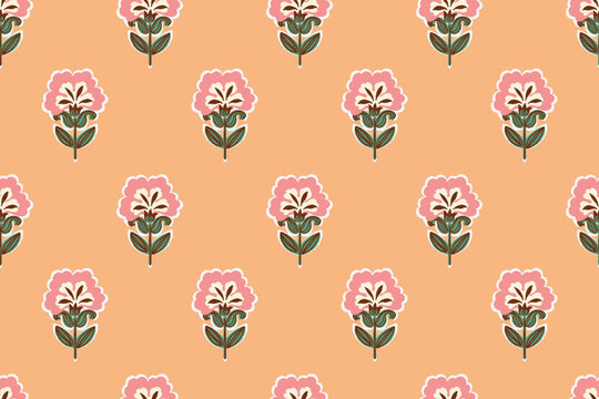 floral ethnic ikat seamless pattern traditional design for background, carpet, wallpaper, clothing, wrapping, fabric, vector illustration, embroidery style, Ajrakh, block print, batik print allovers