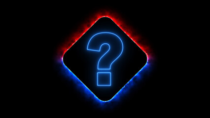 Vibrant Neon Glowing Question Icon on Fire with Dynamic Colors in a Radiant Round Shape - Illuminated Question Mark Symbol with Fiery Energy and Bright Aura