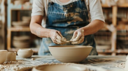 Fototapeta premium Handmade Pottery Craft by Female Artisan