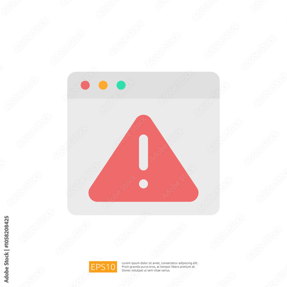 Poster a simple graphic depicting a warning symbol inside a browser window, indicating an alert or error me