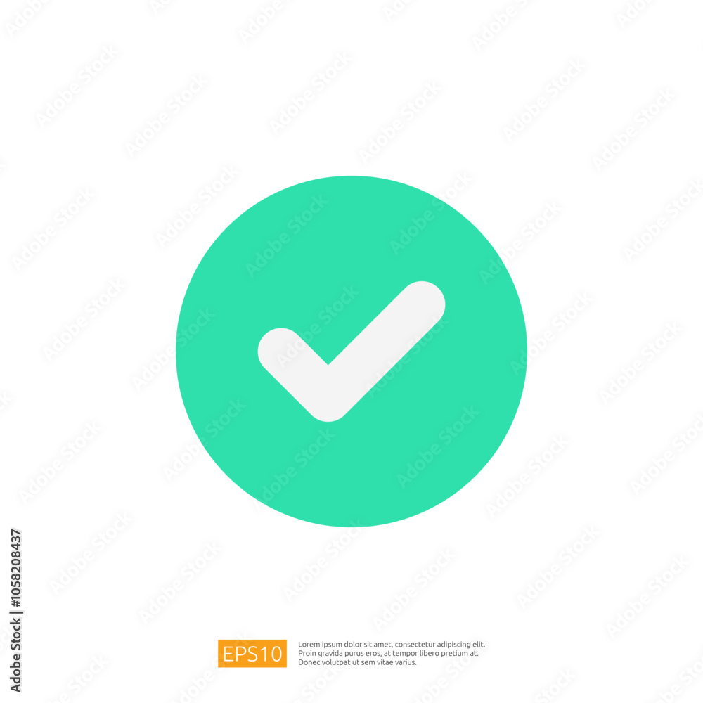 Poster a simple graphic featuring a checkmark inside a teal circle, symbolizing approval or completion.