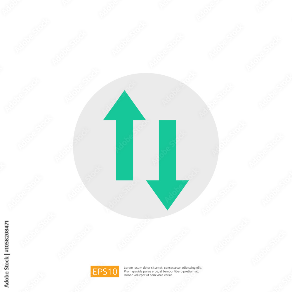 Poster a simple graphic featuring two arrows, one pointing up and the other down, indicating movement or ch