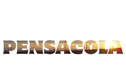 A vector art text of Pensacola, Florida, USA.