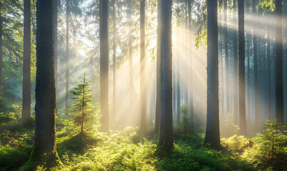 Fototapeta premium Spectacular Nature and Scenic Wonders: Golden Hour Sunsets, Lush Forests, Tranquil Beaches, and Vibrant Fields of Flowers in Stunning Views