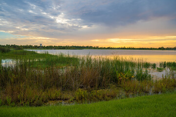 Lake sunset in Wellen park in North Port, Florida