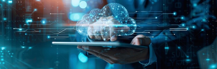 Obraz premium Digital Technology and Network Security in Data Centers with Engineers and Programmers Working on AI and Cloud Computing Solutions