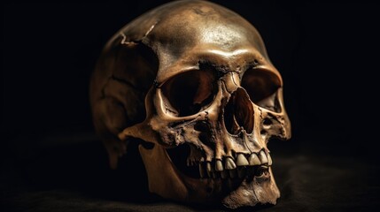 Obraz premium Human Skull in Darkness
