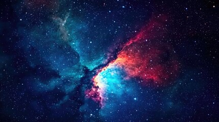 Naklejka premium A vibrant and colorful depiction of a galaxy, filled with stars and cosmic clouds showcasing the beauty of the universe.