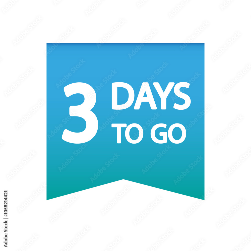 Poster countdown number three. bold 3 days to go. vector reminder symbol. event time left.