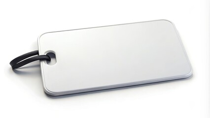 A plain white tag with a black cord, ready to be personalized with a message or design.
