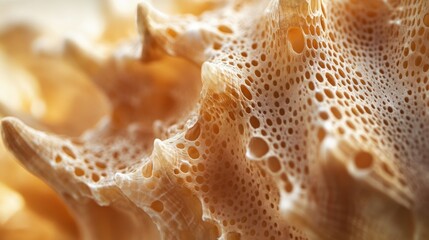 Close-up of a seashell's textured surface